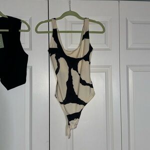 H&M Black and Cream Bodysuit